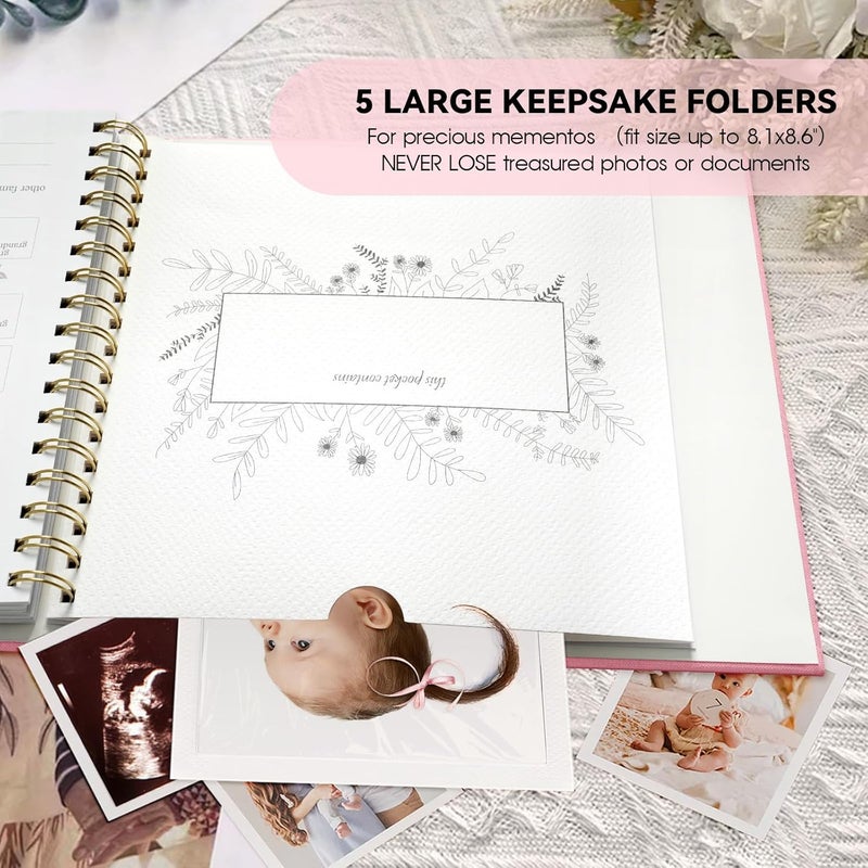 1DOT2 Timeless First 5 Years Keepsake Baby Memory Book for Boy or Girl, Luxury Linen Cover Acid Free Pages, Neutral Baby Journal Milestone Book or Scrapbook, Record the Story of You from Birth to Age 5 - Image 5